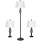 Gymax 3-Piece Lamp Set 2 Table Lamps 1 Floor Lamp Fabric Shades Living Room Bedroom